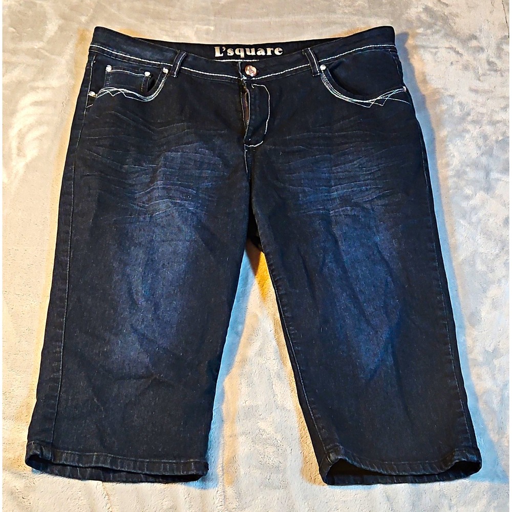 L'square Boys Denim Shorts Blue Dark Wash Size 16 Button Closure Pockets
